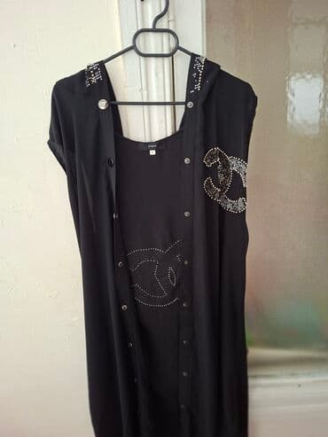 Qadınlar üçün qolsuz uzun kofta/kimono - Rəng: qara - Parça: nazik lalafo.az -da Qadınlar üçün qolsuz uzun kofta/kimono - Rəng: qara - Parça: nazik