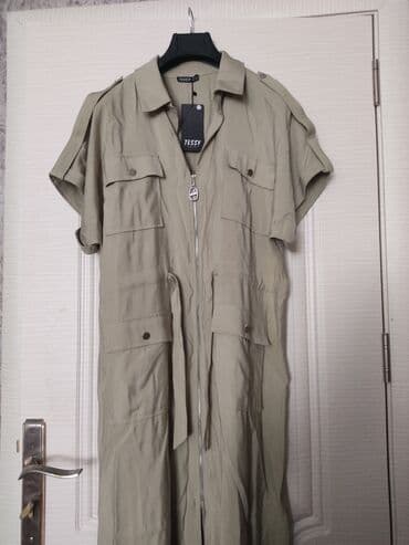 Brend: TESSY Model: Fermuarlı, bel kəmərli midi paltar - Rəng: Açıq lalafo.az -da Brend: TESSY Model: Fermuarlı, bel kəmərli midi paltar - Rəng: Açıq