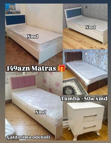 Yeni, Təknəfərlik çarpayı, Matras ilə, Siyirməsiz lalafo.az -da Yeni, Təknəfərlik çarpayı, Matras ilə, Siyirməsiz