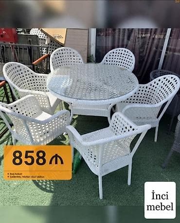 Yeni, Yumru masa, 6 stul, Açılmayan, Stullar ilə, Həsir toxunuşlu lalafo.az -da Yeni, Yumru masa, 6 stul, Açılmayan, Stullar ilə, Həsir toxunuşlu