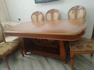 Qonaq otağı üçün, Açılan, Dördbucaq masa, 6 stul lalafo.az -da Qonaq otağı üçün, Açılan, Dördbucaq masa, 6 stul