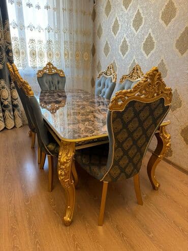 Qonaq otağı üçün, İşlənmiş, Kvadrat masa, 6 stul lalafo.az -da — 1 Qonaq otağı üçün, İşlənmiş, Kvadrat masa, 6 stul — 1