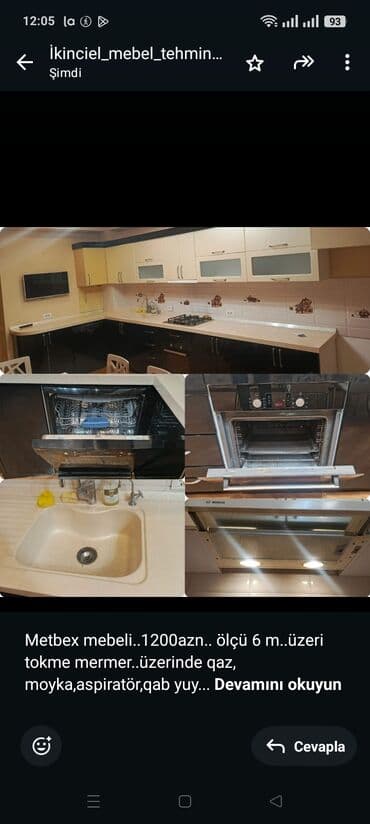 Metbex mebeli. 1200azn. ölçü 6 m. üzeri tokme mermer. üzerinde qaz lalafo.az -da Metbex mebeli. 1200azn. ölçü 6 m. üzeri tokme mermer. üzerinde qaz