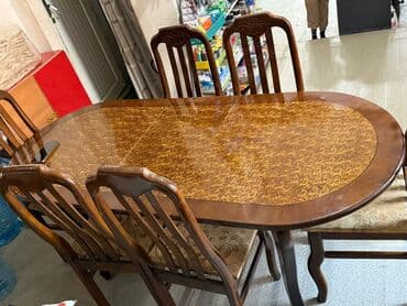Qonaq otağı üçün, İşlənmiş, Oval masa, 6 stul lalafo.az -da Qonaq otağı üçün, İşlənmiş, Oval masa, 6 stul