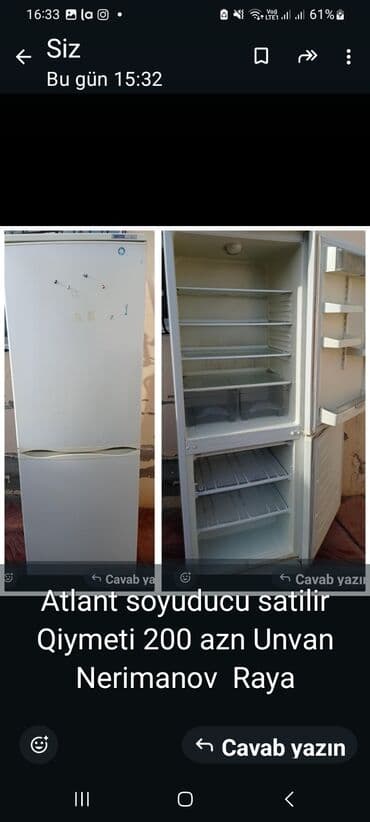 2 qapılı Atlant Soyuducu Satılır, rəng - Ağ lalafo.az -da 2 qapılı Atlant Soyuducu Satılır, rəng - Ağ