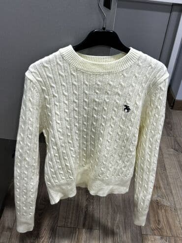 Ağ rəngli örgü sviter. 👍👍👍 - Model: dairəvi yaxalı, klassik kabel lalafo.az -da Ağ rəngli örgü sviter. 👍👍👍 - Model: dairəvi yaxalı, klassik kabel