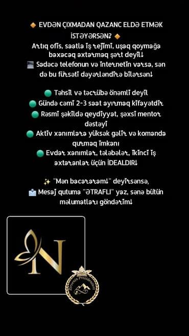 Xanımlar üçün onlayn gəlir imkanı – evdən işləmə fürsəti Təsvir: - lalafo.az -da Xanımlar üçün onlayn gəlir imkanı – evdən işləmə fürsəti Təsvir: -