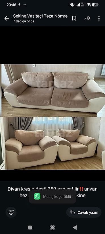 Divan kreslo desti 250 azn satilir‼️unvan hezi aslanov ykod7502 sekine lalafo.az -da Divan kreslo desti 250 azn satilir‼️unvan hezi aslanov ykod7502 sekine