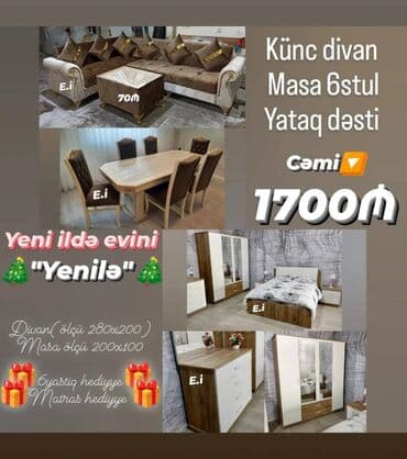 🎄Yeni ildə Evini "Yenilə"🎄 ENDİRİM ! Yataq dəsti + Künc divan+ Masa lalafo.az -da 🎄Yeni ildə Evini "Yenilə"🎄 ENDİRİM ! Yataq dəsti + Künc divan+ Masa