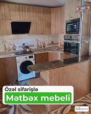 Sifarişlə mətbəx dəsti, Özü çəkən petlələr, Teksturalı laminat lalafo.az -da Sifarişlə mətbəx dəsti, Özü çəkən petlələr, Teksturalı laminat