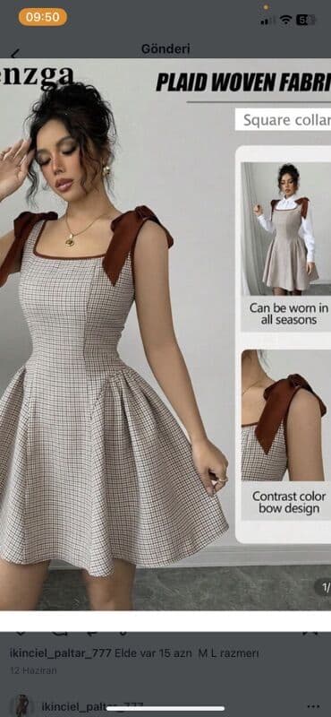 M L ölçülərdə kvadrat yaxalı qadın donu. - Naxış: xırda kvadratlı lalafo.az -da M L ölçülərdə kvadrat yaxalı qadın donu. - Naxış: xırda kvadratlı