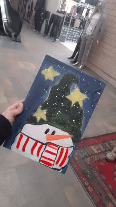 Təsvir: - Akril boya ilə çəkilmiş Yeni il mövzulu tablo: qaranlıq mavi lalafo.az -da Təsvir: - Akril boya ilə çəkilmiş Yeni il mövzulu tablo: qaranlıq mavi