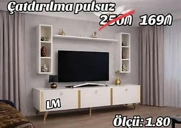 TV stendi və divar modulu dəsti - Rəng: ağ, qızılı detallarla - lalafo.az -da TV stendi və divar modulu dəsti - Rəng: ağ, qızılı detallarla -