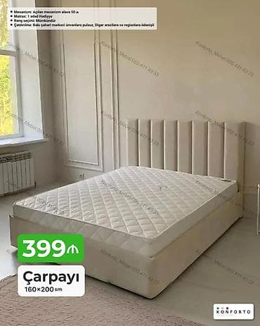 Çarpayı – 160×200 sm - Başlıq: yumşaq, dikey panelli başlıq dizaynı lalafo.az -da Çarpayı – 160×200 sm - Başlıq: yumşaq, dikey panelli başlıq dizaynı