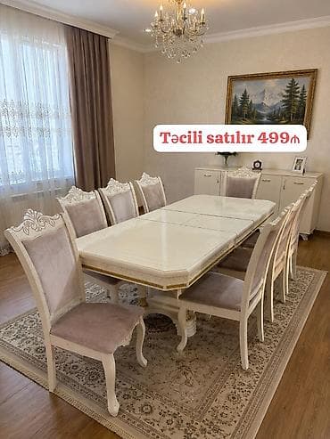 Qonaq otağı üçün, İşlənmiş, Dördbucaq masa, 6 stul lalafo.az -da Qonaq otağı üçün, İşlənmiş, Dördbucaq masa, 6 stul