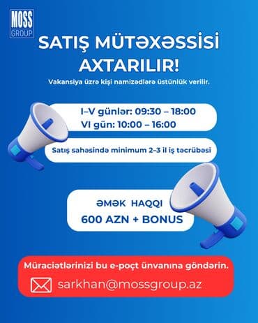 Satış meneceri tələb olunur, Aylıq ödəniş lalafo.az -da Satış meneceri tələb olunur, Aylıq ödəniş