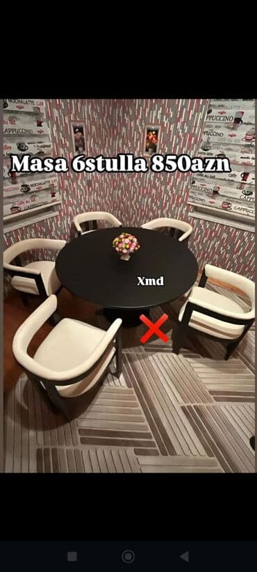 Mətbəx üçün, Açılmayan, Yumru masa, 6 stul lalafo.az -da Mətbəx üçün, Açılmayan, Yumru masa, 6 stul