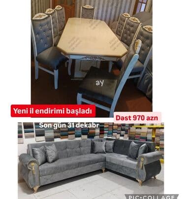 Mebel dəsti – Yeni il endirimi 1) Yemək otağı dəsti - 1 ədəd masa - 6 lalafo.az -da Mebel dəsti – Yeni il endirimi 1) Yemək otağı dəsti - 1 ədəd masa - 6