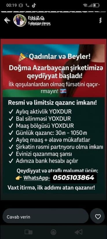 Qadınlar üçün yeni qazanc imkanı! Doğma Azərbaycan şirkətinə rəsmi lalafo.az -da Qadınlar üçün yeni qazanc imkanı! Doğma Azərbaycan şirkətinə rəsmi