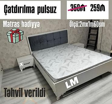 İkinəfərlik çarpayı, Matras ilə, Siyirməsiz lalafo.az -da İkinəfərlik çarpayı, Matras ilə, Siyirməsiz