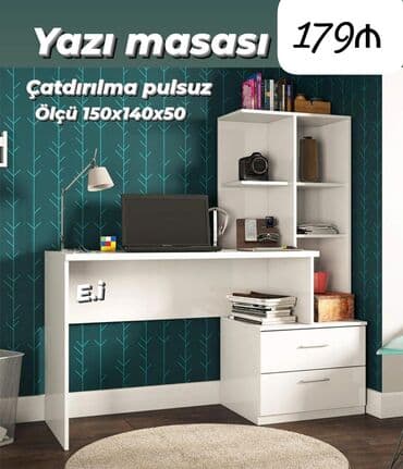 Yazı masası – 179₼ - Ölçü: 150×140×50 sm - Rəng: ağ - Masaüstü geniş lalafo.az -da Yazı masası – 179₼ - Ölçü: 150×140×50 sm - Rəng: ağ - Masaüstü geniş