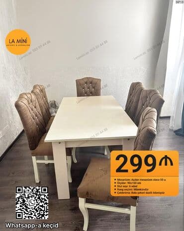 Mətbəx üçün, Açılan, Dördbucaq masa, 6 stul lalafo.az -da Mətbəx üçün, Açılan, Dördbucaq masa, 6 stul