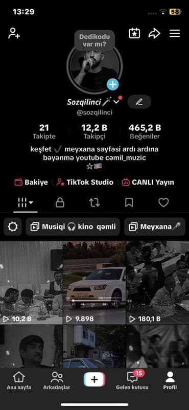 Anbar: Satılır: TikTok hesabı – “Sozqilinci” (@sozqilinci) bu nömrəyə yazın lalafo.az -da — 1 Anbar: Satılır: TikTok hesabı – “Sozqilinci” (@sozqilinci) bu nömrəyə yazın — 1