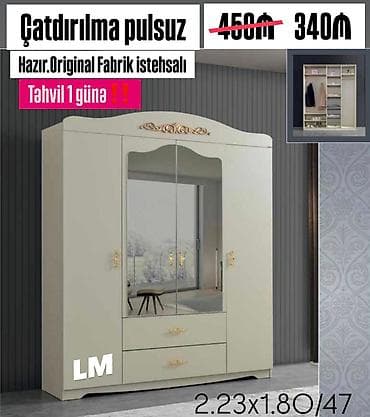 4 qapılı, Güzgülü, Bej, Açılan, Düz dolab lalafo.az -da 4 qapılı, Güzgülü, Bej, Açılan, Düz dolab