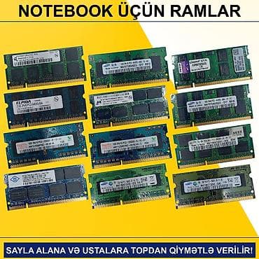 Notebook üçün Ramlar (DDR2/DDR3/DDR4) SAYLA ALANA VƏ USTALARA TOPDAN lalafo.az -da Notebook üçün Ramlar (DDR2/DDR3/DDR4) SAYLA ALANA VƏ USTALARA TOPDAN