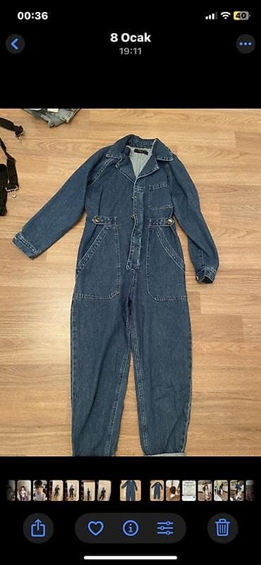 Denim kombinezon - Material: qalın denim (cəins) - Rəng: tünd mavi - lalafo.az -da Denim kombinezon - Material: qalın denim (cəins) - Rəng: tünd mavi -