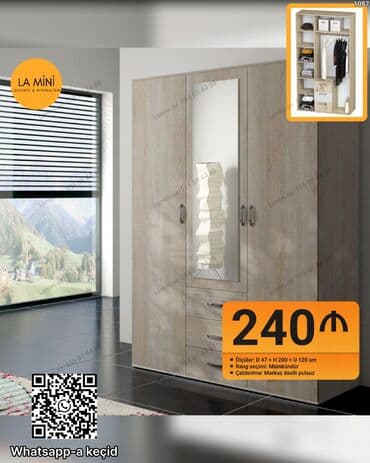 Açılan, 3 qapılı Düz dolab, Qarderob, paltar dolabı lalafo.az -da Açılan, 3 qapılı Düz dolab, Qarderob, paltar dolabı