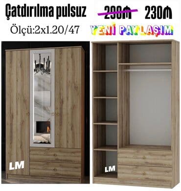 Düz dolab, Yataq otağı üçün, Paltar üçün, Açılan, 3 qapılı lalafo.az -da Düz dolab, Yataq otağı üçün, Paltar üçün, Açılan, 3 qapılı