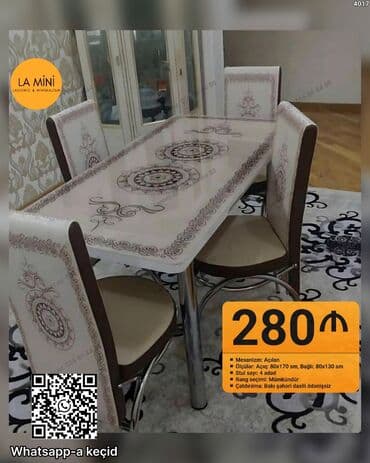 Açılan, Dördbucaq masa, 4 stul lalafo.az -da Açılan, Dördbucaq masa, 4 stul