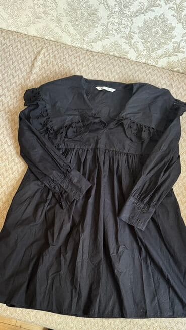 Qara rəngli qadın paltarı – ZARA - Model: Uzunqol, A-kəsim, yüngül və lalafo.az -da Qara rəngli qadın paltarı – ZARA - Model: Uzunqol, A-kəsim, yüngül və