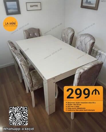 Açılan, Dördbucaq masa, 6 stul lalafo.az -da Açılan, Dördbucaq masa, 6 stul