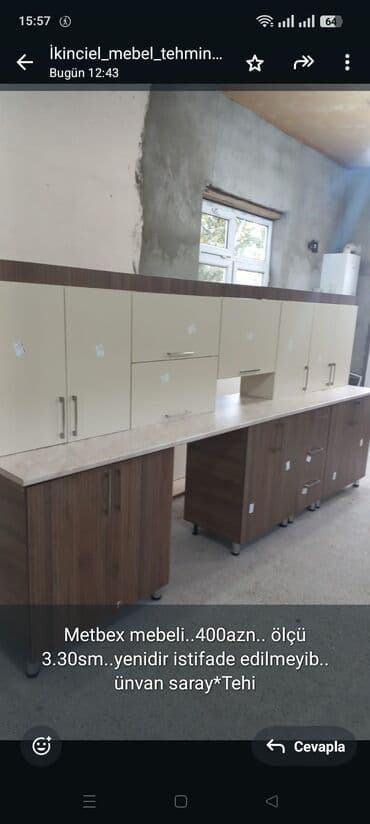 Metbex mebeli. 400azn. ölçü 3.30sm. yenidir istifade edilmeyib lalafo.az -da Metbex mebeli. 400azn. ölçü 3.30sm. yenidir istifade edilmeyib