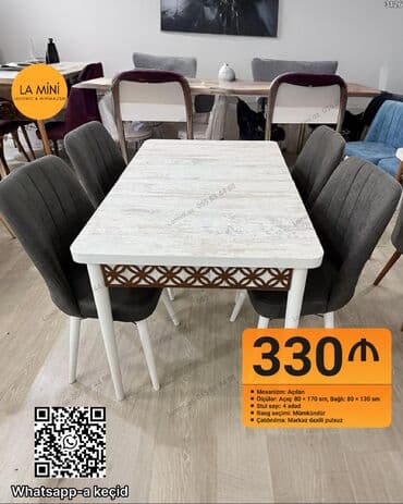 Qonaq otağı üçün, Açılan, Dördbucaq masa, 4 stul lalafo.az -da Qonaq otağı üçün, Açılan, Dördbucaq masa, 4 stul