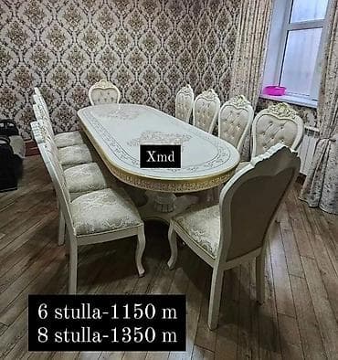 Klassik üslubda yemək stol–stul dəsti - Dördkünc-oval formalı geniş lalafo.az -da Klassik üslubda yemək stol–stul dəsti - Dördkünc-oval formalı geniş