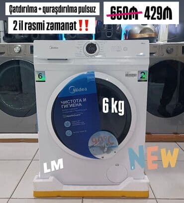 Paltaryuyan maşın Midea, 6 kq, Avtomat, Qurutmasız lalafo.az -da Paltaryuyan maşın Midea, 6 kq, Avtomat, Qurutmasız