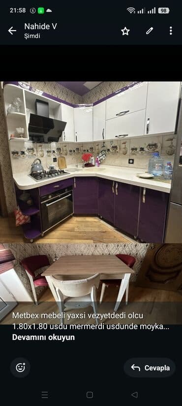 Metbex mebeli yaxsi vezyetdedi olcu 1.80x1.80 usdu mermerdi usdunde lalafo.az -da Metbex mebeli yaxsi vezyetdedi olcu 1.80x1.80 usdu mermerdi usdunde