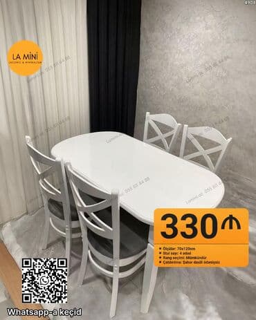 Mətbəx üçün, Açılmayan, Oval masa, 4 stul lalafo.az -da Mətbəx üçün, Açılmayan, Oval masa, 4 stul