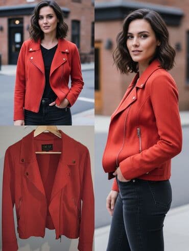 Куртка 15 ман Куртка косуха красного цвета, под замш, размер M-L lalafo.az -da Куртка 15 ман Куртка косуха красного цвета, под замш, размер M-L