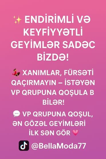 Endirimli və keyfiyyətli qadın geyimləri üçün VP qrupuna qoşulma lalafo.az -da Endirimli və keyfiyyətli qadın geyimləri üçün VP qrupuna qoşulma