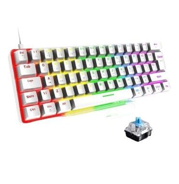 Mekanik klaviatura – kompakt 60% dizayn, ağ korpus və açıq rəngli lalafo.az -da Mekanik klaviatura – kompakt 60% dizayn, ağ korpus və açıq rəngli