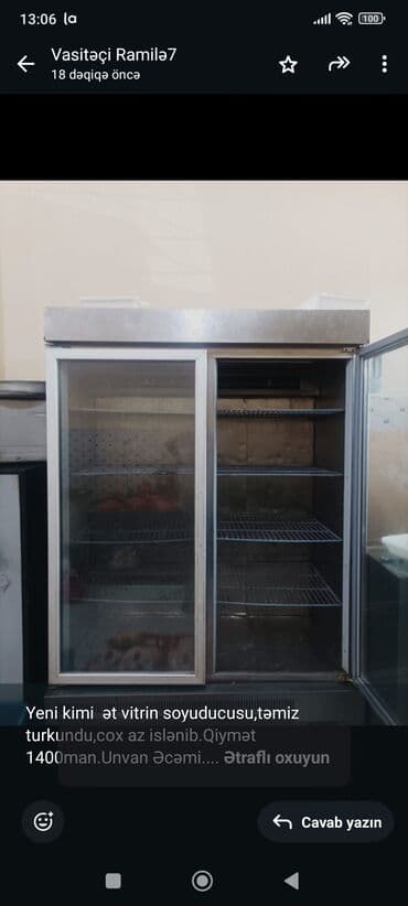 Yeni kimi ət vitrin soyuducusu,təmiz turkundu,cox az islənib.Qiymət lalafo.az -da Yeni kimi ət vitrin soyuducusu,təmiz turkundu,cox az islənib.Qiymət