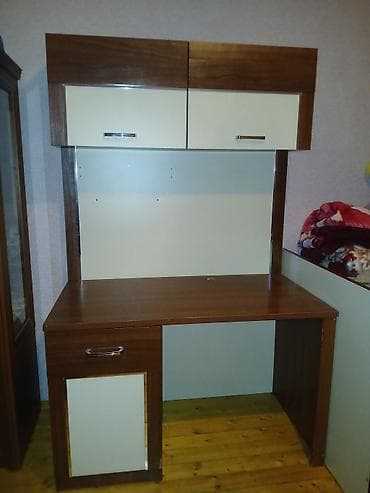 Прямой стол, С полками, С выдвижными ящиками, МДФ at lalafo.az Прямой стол, С полками, С выдвижными ящиками, МДФ