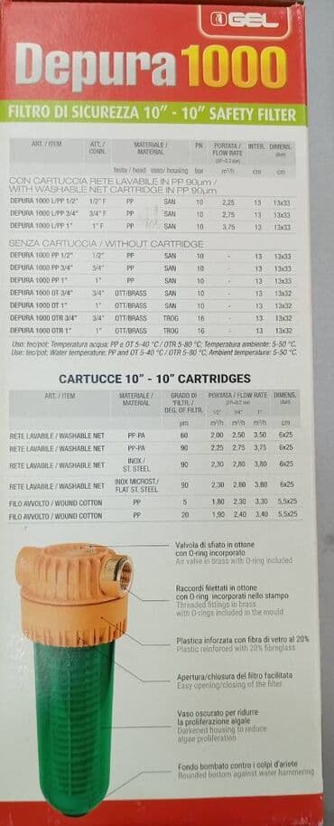 Su filtrləri: Filter "GEL DEPURA 1000"-İtaliya.! Filter "GEL DEPURA 1000" -İtaliya lalafo.az -da — 8 Su filtrləri: Filter "GEL DEPURA 1000"-İtaliya.! Filter "GEL DEPURA 1000" -İtaliya — 8