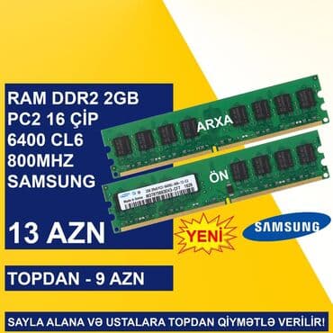 Operativ Yaddaş "DDR2 2GB 800Mhz SAMSUNG" SAYLA ALANA VƏ USTALARA lalafo.az -da Operativ Yaddaş "DDR2 2GB 800Mhz SAMSUNG" SAYLA ALANA VƏ USTALARA