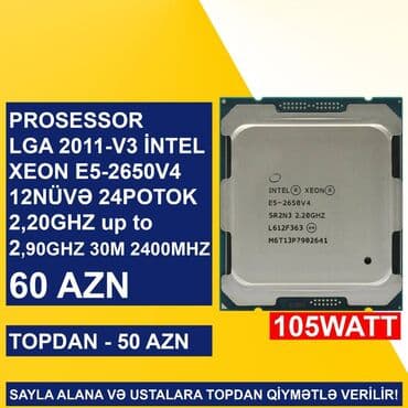 Prosessor Intel Xeon E Prosessor “LGA 2011-V3 (5ci nəsil) İntel Xeon E5-2650V4”, > 8 nüvə, İşlənmiş lalafo.az -da Prosessor Intel Xeon E Prosessor “LGA 2011-V3 (5ci nəsil) İntel Xeon E5-2650V4”, > 8 nüvə, İşlənmiş
