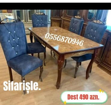 Qonaq otağı üçün, Yeni, Açılan, Dördbucaq masa, 6 stul lalafo.az -da Qonaq otağı üçün, Yeni, Açılan, Dördbucaq masa, 6 stul